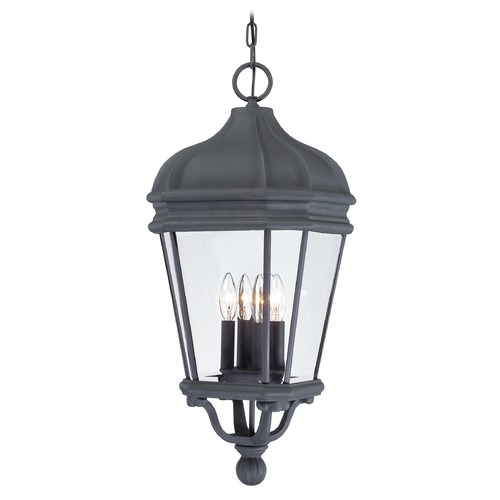 Outdoor Hanging Light with Clear Glass in Black by Minka Lavery
