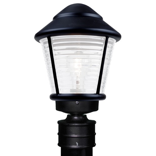 Frosted Ribbed Glass Post Light Black Costaluz by Besa Lighting