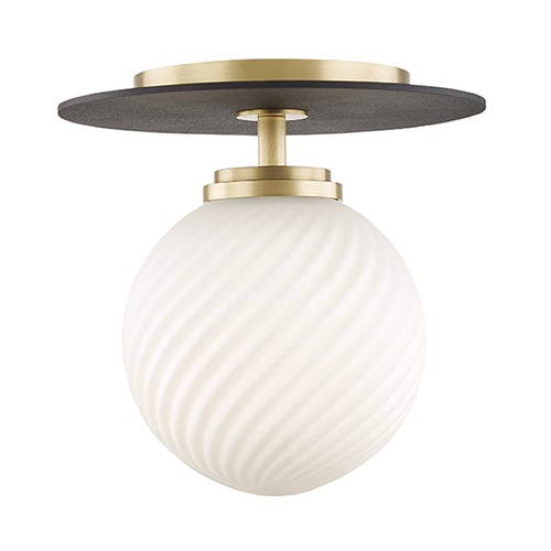 Ellis Aged Brass & Black LED Semi-Flush Mount by Mitzi by Hudson Valley