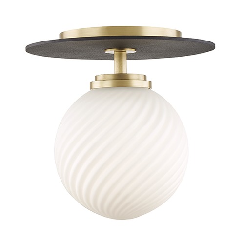 Mitzi by Hudson Valley Ellis Aged Brass & Black LED Semi-Flush Mount by Mitzi by Hudson Valley H200501S-AGB/BK