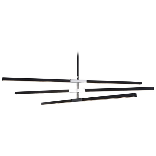 Lineare Matte Black & Chrome LED Pendant by Matteo Lighting