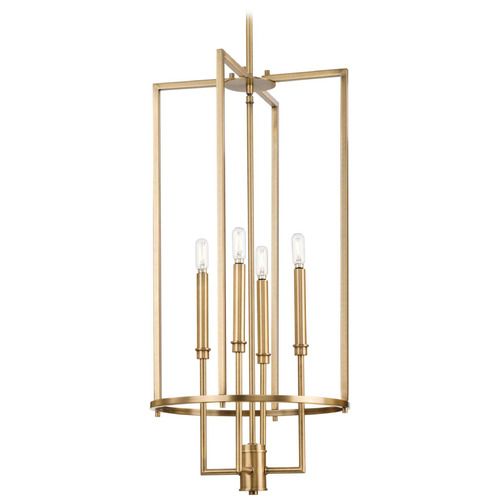 Progress Lighting Elara 4-Light Vintage Brass Foyer Chandelier