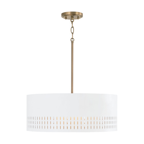 Capital Lighting Dash 20.25-Inch Pendant in Aged Brass & White by Capital Lighting 350233AW