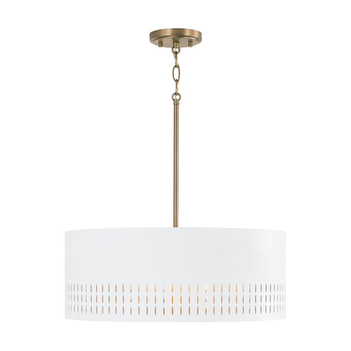Dash 20.25-Inch Pendant in Aged Brass & White by Capital Lighting