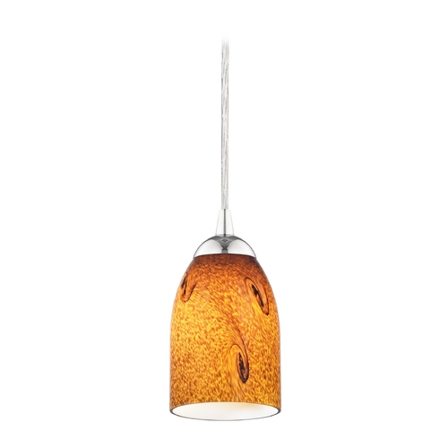 Design Classics Lighting Modern Mini-Pendant Light with Brown Art Glass 582-26 GL1001D