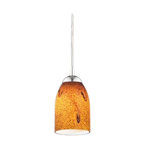 Modern Mini-Pendant Light with Brown Art Glass