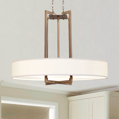 Hinkley Modern Drum Pendant Light with White Shade in Brushed Bronze Finish 3208BR