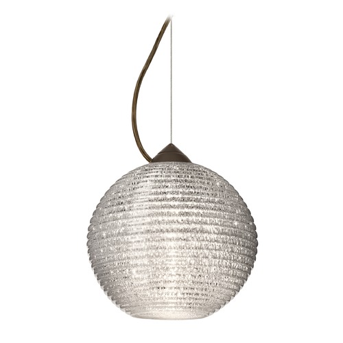 Besa Lighting Kristall Ribbed Glass Bronze Pendant Light