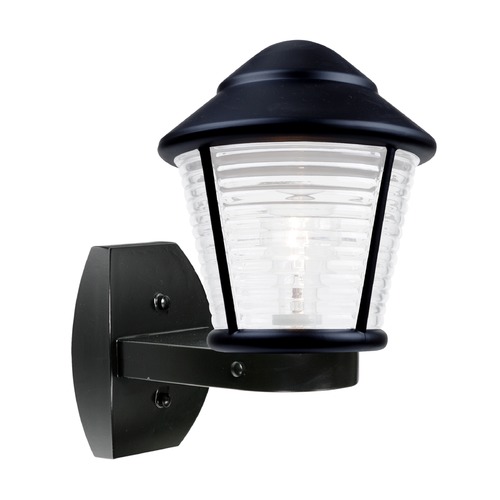 Besa Lighting Frosted Ribbed Glass Outdoor Wall Light Black Costaluz by Besa Lighting 310057-WALL-FR