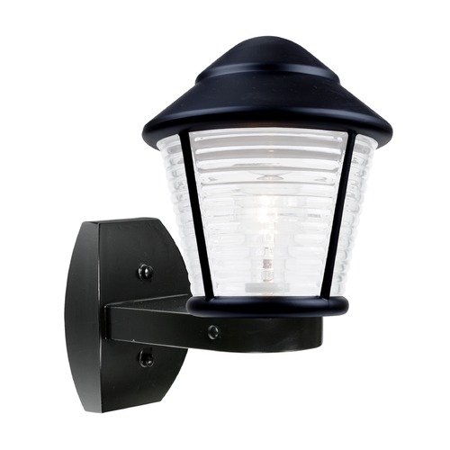 Frosted Ribbed Glass Outdoor Wall Light Black Costaluz by Besa Lighting
