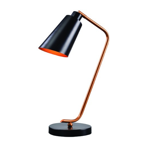 Kenroy Home Lighting Mid-Century Modern Desk Lamp Black with Brass inside Alvar by Kenroy Home Lighting 32940BL