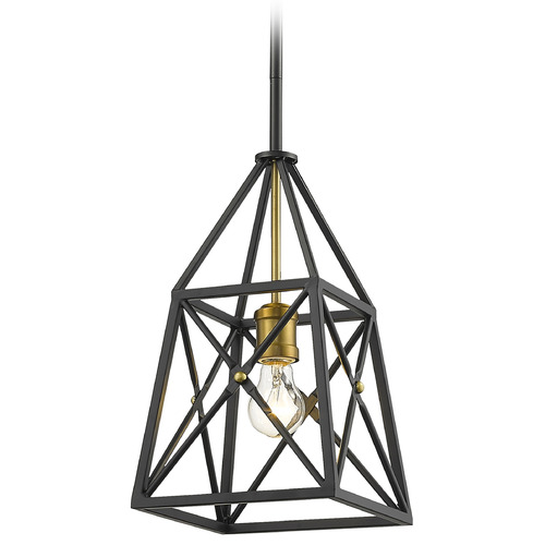 Trestle Matte Black & Olde Brass Mini Pendant by Z-Lite