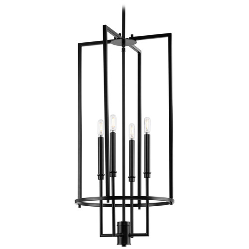 Progress Lighting Elara 4-Light Matte Black Foyer Chandelier