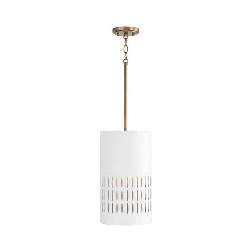 Capital Lighting Dash 9.25-Inch Pendant in Aged Brass & White by Capital Lighting 350212AW