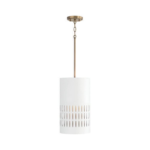 Dash 9.25-Inch Pendant in Aged Brass & White by Capital Lighting