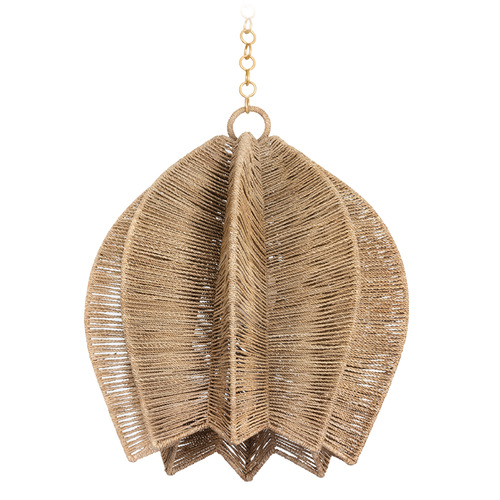 Troy Lighting Valatie Vintage Gold Leaf LED Pendant Light with Scalloped Shade