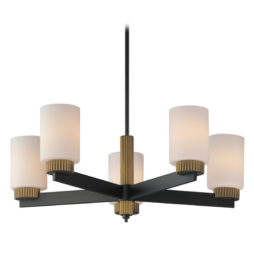 Maxim Lighting Ruffles Black & Antique Brass Chandelier by Maxim Lighting 32655SWBKAB