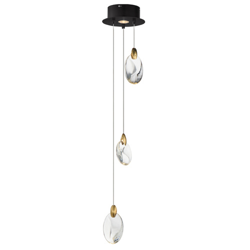 Et2 Pebble Black & Polished Gold LED Multi-Light Pendant