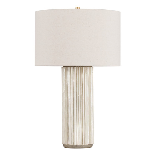 Hudson Valley Lighting Crestwood Aged Brass & Ceramic Fluted Ivory LED Table Lamp with Drum Shade