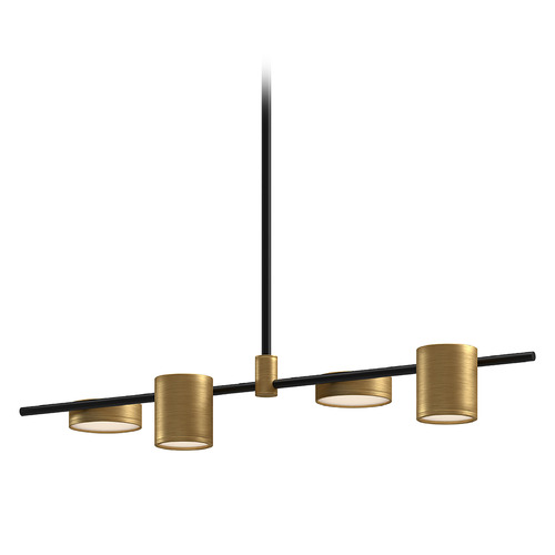 Kuzco Lighting Jayden Black & Brushed Gold LED Island Light with Cylindrical Shade