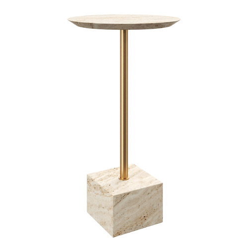 Currey and Company Lighting Currey and Company Prado Natural Travertine & Polished Brass Accent Table 4000-0240