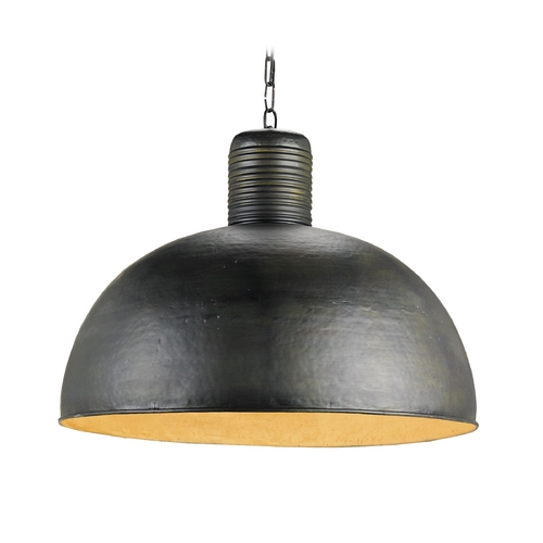 Saga Pendant in Dark Blackened Steel by Currey & Company