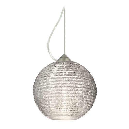 Besa Lighting Kristall Ribbed Glass Satin Nickel Pendant Light