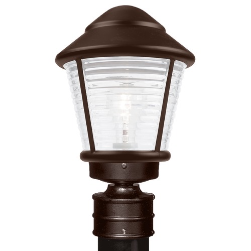 Frosted Ribbed Glass Post Light Bronze Costaluz by Besa Lighting