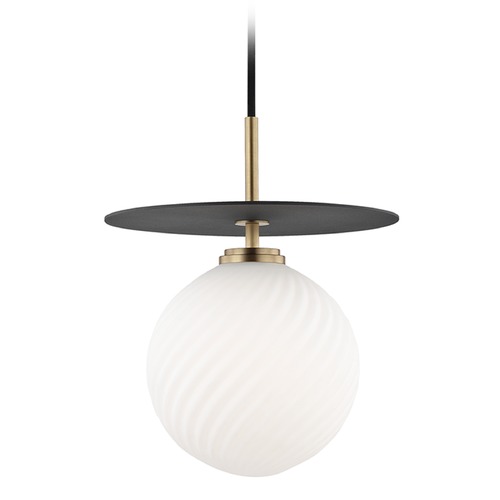 Ellis Aged Brass & Black LED Pendant by Mitzi by Hudson Valley