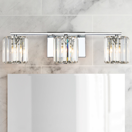 Quoizel Lighting Quoizel Divine Polished Chrome 3-Light Bathroom Light with Clear Crystal Glass Shades PCDV8603C