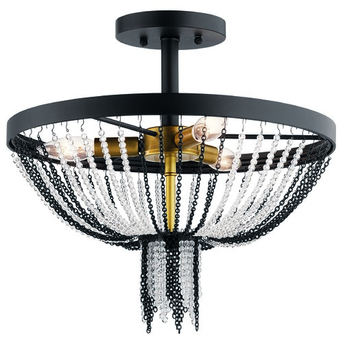 Kichler Lighting Alexia 16-Inch Crystal Semi-Flush Mount in Textured Black by Kichler Lighting 52049BKT