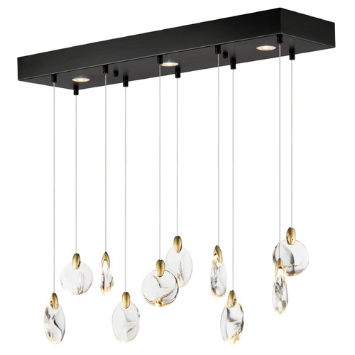 ET2 Lighting Et2 Pebble Black & Polished Gold LED Multi-Light Pendant E11076-122BKPG