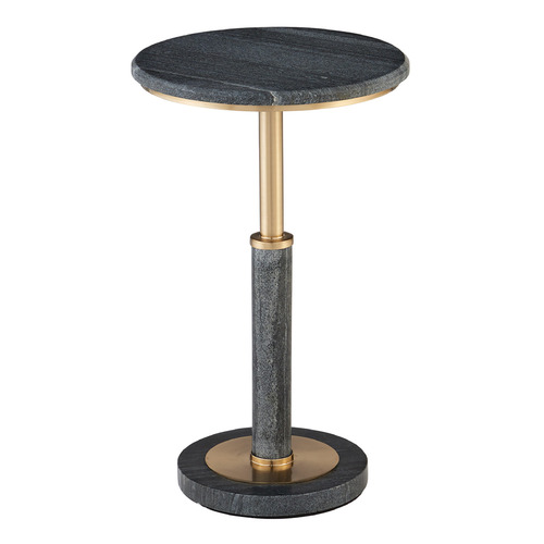 Currey and Company Miles Natural Midnight Black Stone & Polished Brass Accent Table