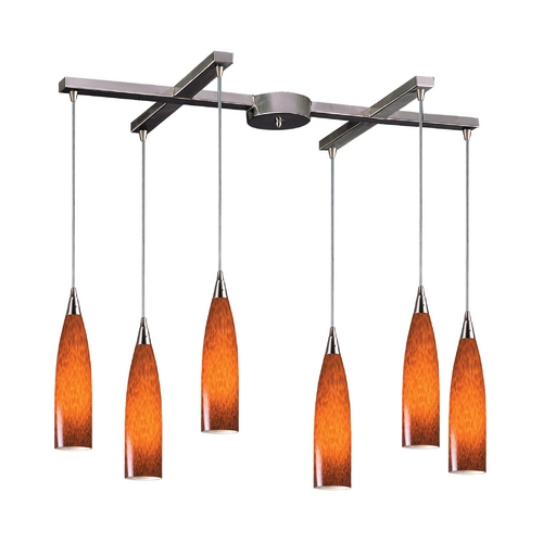 Elk Lighting Modern Multi-Light Pendant Light with Art Glass and 6-Lights 501-6ES