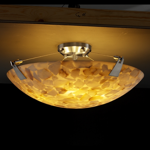 Justice Design Group Justice Design Group Alabaster Rocks! Collection Semi-Flushmount Light ALR-9632-35-NCKL