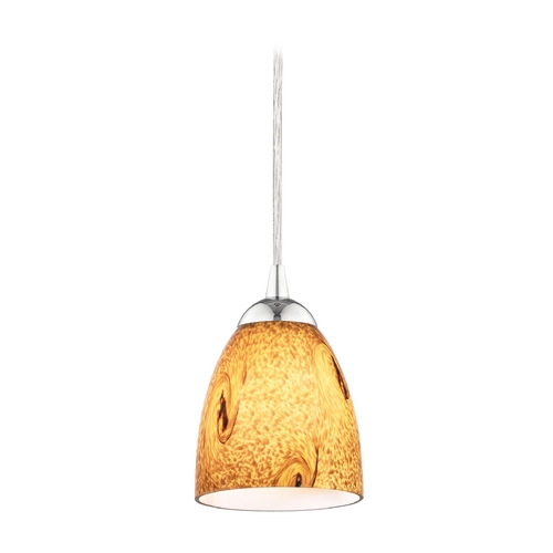Modern Mini-Pendant Light with Brown Art Glass