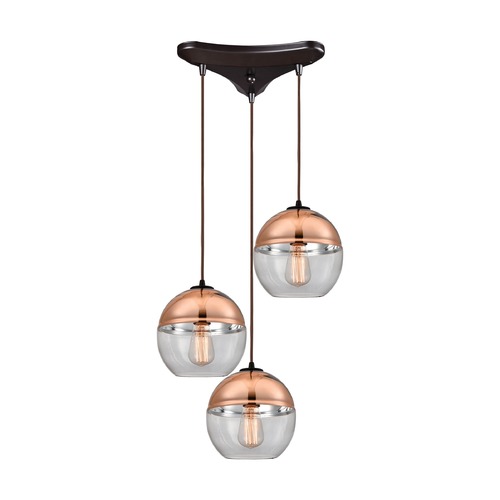 Elk Lighting Elk Lighting Revelo Oil Rubbed Bronze Multi-Light Pendant with Globe Shade 10490/3