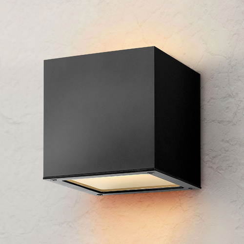 Hinkley Kube Satin Black LED Outdoor Wall Light 3000K by Hinkley Lighting 1769SK