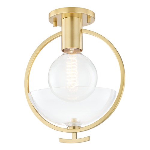 Mitzi by Hudson Valley Ringo Aged Brass Semi-Flush Mount by Mitzi by Hudson Valley H387601-AGB