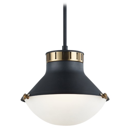 Matteo Lighting Notting Matte Black & Aged Gold Pendant by Matteo Lighting C66302MBAG