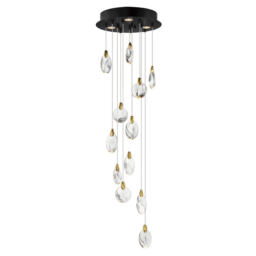 ET2 Lighting Et2 Pebble Black & Polished Gold LED Multi-Light Pendant E11078-122BKPG
