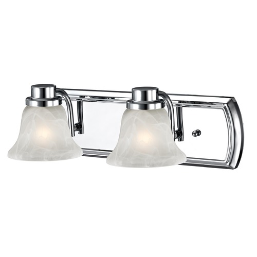 Design Classics Lighting Alabaster Glass 2-Light Bathroom Light in Chrome 1202-26 GL1032-ALB