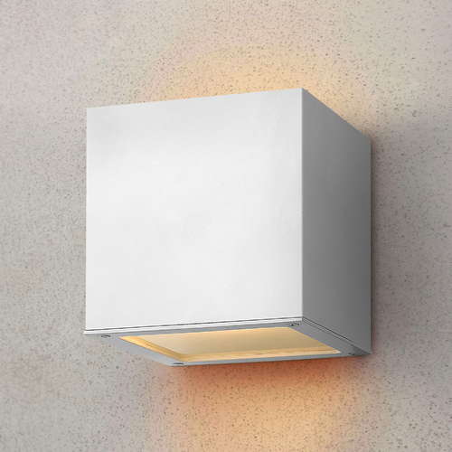 Hinkley Kube Satin White LED Outdoor Wall Light 3000K by Hinkley Lighting 1769SW