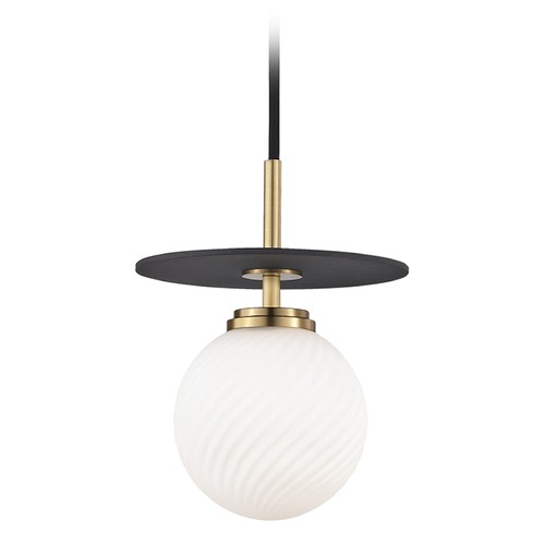 Mitzi by Hudson Valley Ellis Aged Brass & Black LED Mini Pendant by Mitzi by Hudson Valley H200701S-AGB/BK