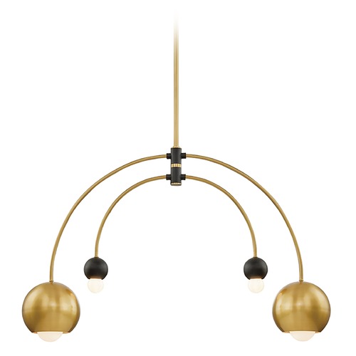 Mitzi by Hudson Valley Willow Aged Brass & Black Chandelier by Mitzi by Hudson Valley H348804-AGB/BK