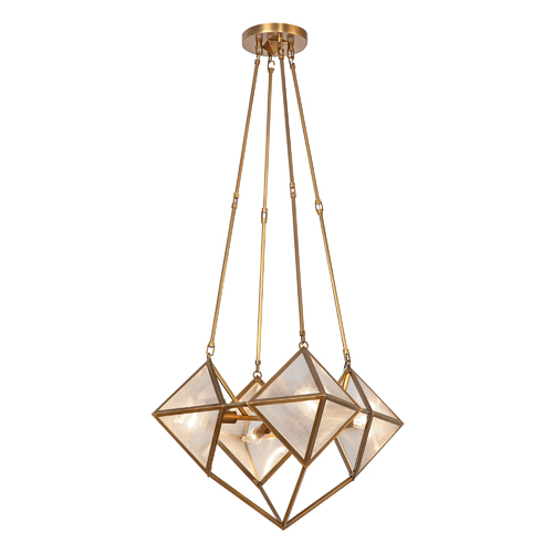 Alora Lighting Cairo Chandelier in Vintage Brass with Ribbed Glass by Alora Lighting CH332421VBCR
