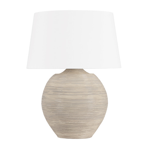 Hudson Valley Lighting Kitchawan Aged Brass & Ceramic Artisan Cream LED Table Lamp with Drum Shade