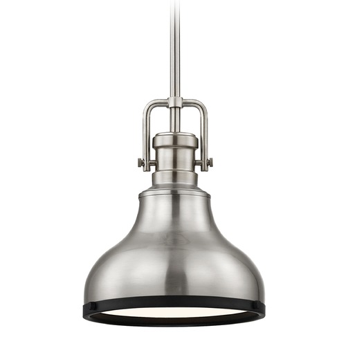Industrial Metal Mini-Pendant Satin Nickel and Black 8.63-Inch Wide