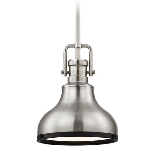 Design Classics Lighting Industrial Metal Mini-Pendant Satin Nickel and Black 8.63-Inch Wide 1763-09 SH1778-09 R1778-07