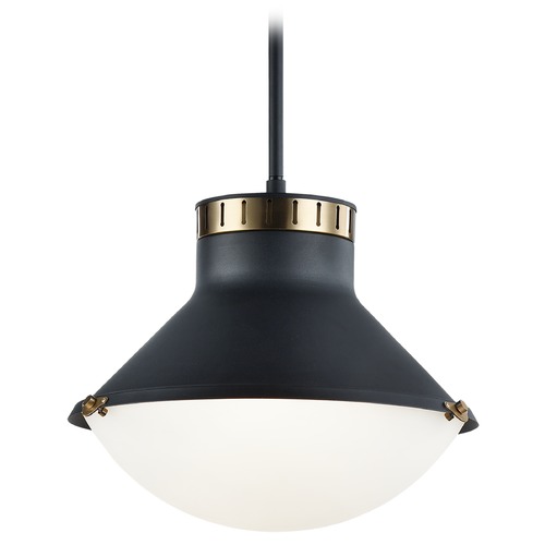 Matteo Lighting Notting Matte Black & Aged Gold Pendant by Matteo Lighting C66303MBAG